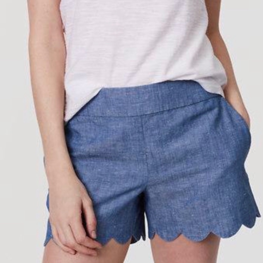 Loft Scalloped Chambray Shorts